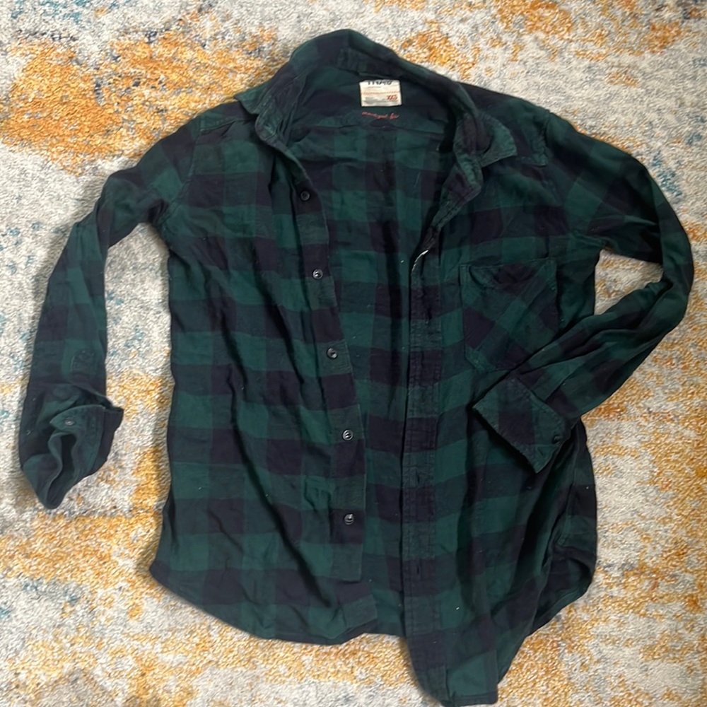 Blue and green buffalo plaid aritzia flannel